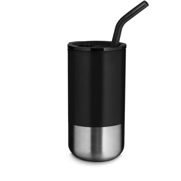 Copo inox com canudo - Preto